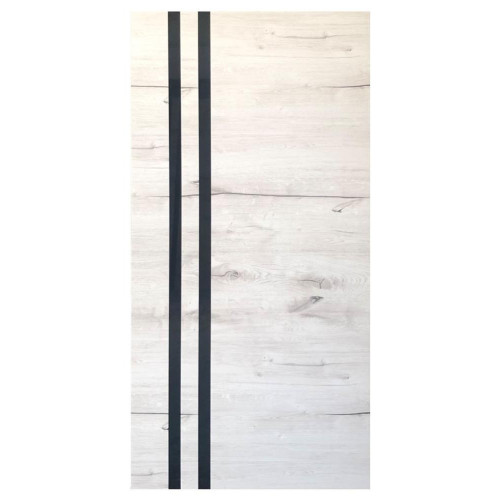 Дверное полотно VDM-41 ДО 70 Дуб арктик, покрытие ПВХ (VD) (лакобель черное)