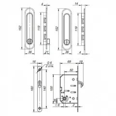 Ручка купе с защелкой Soft LINE КIТ-011 BK-SN (38599)