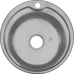 Мойка нерж. врезная MELANA 510 тол. 0,8мм, круглая, полир. (сифон, уплот., крепл.)