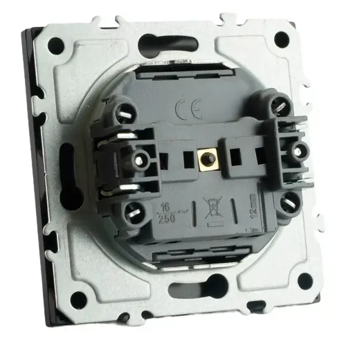 Розетка 2P ЭМИЛИ защ.шторки с крышкой черный RST16-5113-05