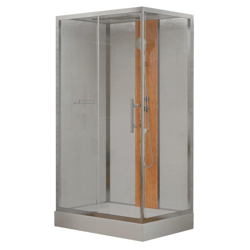 Душевая кабина EVA GOLD 80х120х215см низ. поддон, белое заднее стекло, хром. профиль, БАМБУК 1806 L/R-S (4кор.)