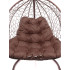 Кресло подвесное с ротангом ДЛЯ ДВОИХ коричневое с коричневой подушкой