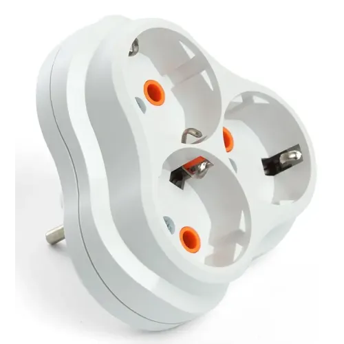 Разветвитель сетевой (тройной) 16А 250B STEKKER пластик, белый ADP 16-23-21 49165