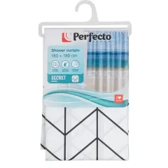 Шторка для ванной PERFECTO LINEA Secret 180x180cм 12 колец, графика
