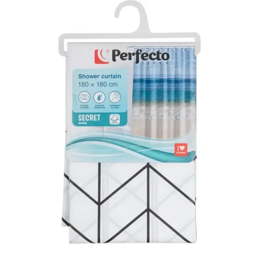 Шторка для ванной PERFECTO LINEA Secret 180x180cм 12 колец, графика