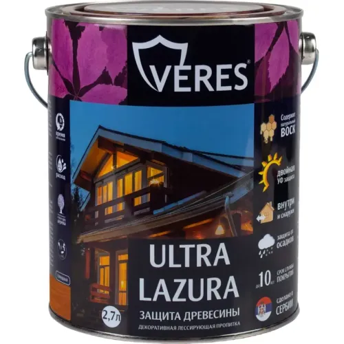 Декоративная пропитка для дерева Veres Ultra Lazura №19 Дуб 2,7 л