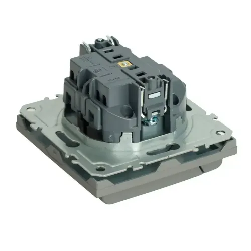 Розетка 2P+E ЭМИЛИ защ.шторки с крышкой платин-сер RST16-5112-10