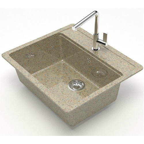 Мойка комп. глянц. MARRBAXX прямоугольная без крыла Z9/Q5 570х505х200мм, песочная, сифон