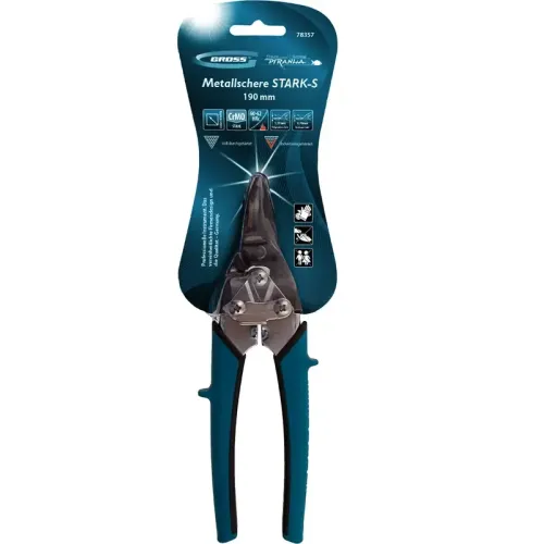 Ножницы по металлу GROSS Piranha прямые 190 мм (78357)
