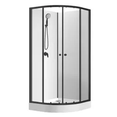 Душевая кабина LORANTO 90х90х205см низ. поддон, белое заднее стекло, чёрный профиль, без крыши CS-21800