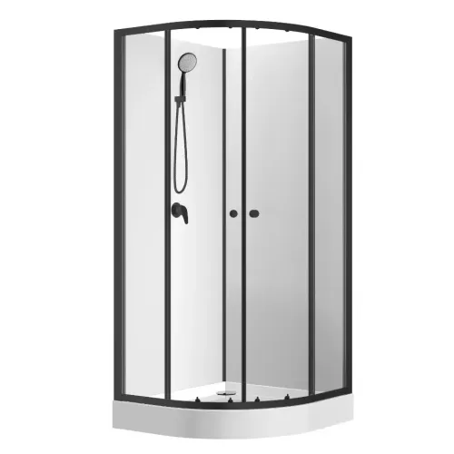 Душевая кабина LORANTO 90х90х205см низ. поддон, белое заднее стекло, чёрный профиль, без крыши CS-21800