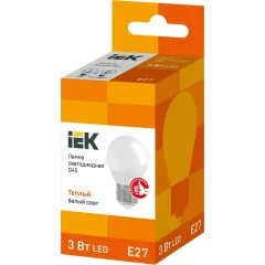 Лампа E27 светодиод.3Вт 3000К IEK G45 шар