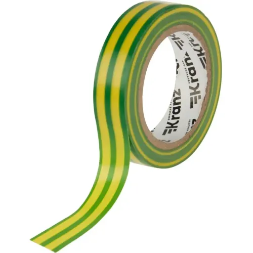 Изолента ПВХ 15мм х 10м желто-зеленая Kranz (609031)