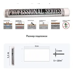 Подложка рулонная Professional SeriesППК 3 мм белая (10 кв.м/рул)