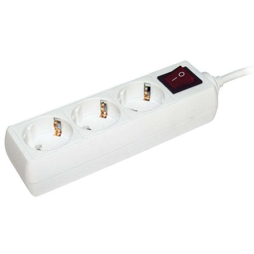 Удлинитель 3-мест. 5м 2P+E с выкл. бел. 16А (ПВС 3х1,0) IEK (507844)