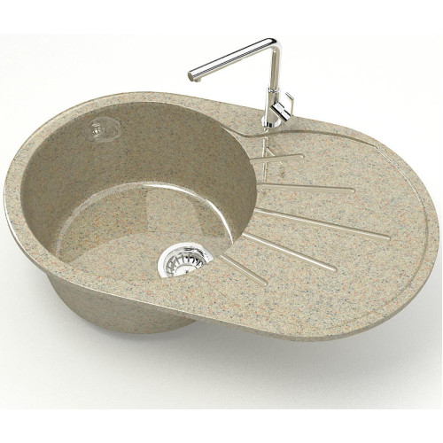 Мойка комп. глянц. MARRBAXX овальная Касандра Z110/Q5 730х450х215мм, песочная, сифон