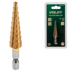 Сверло по мет. ступенчатое ВОЛАТ HSS TIN 4-12 мм (87020-12)