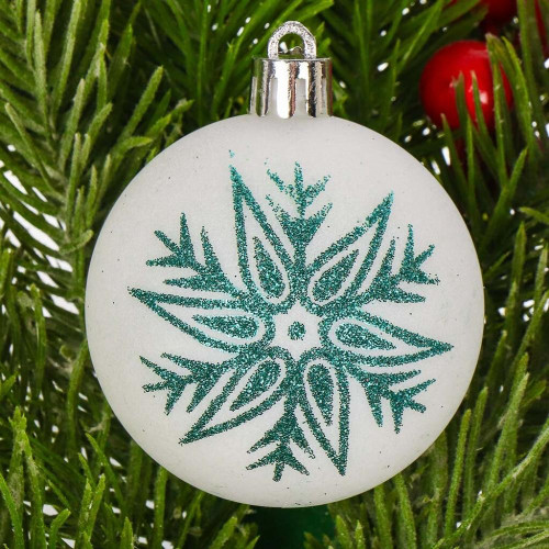 Шары новогодние набор 6шт 6см зеленый/белый SYQB-0122289