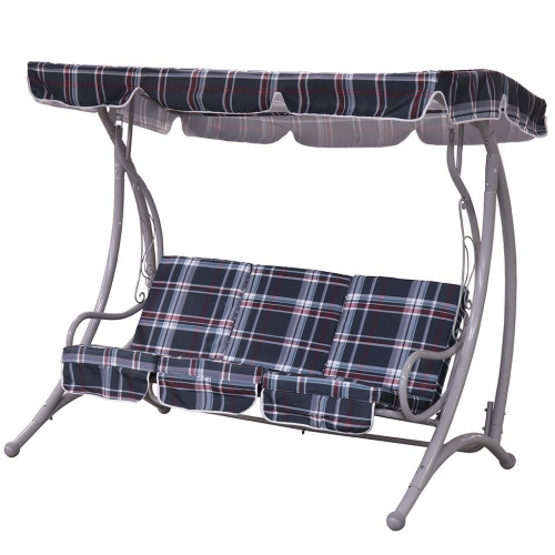 Качели садовые 3-х мест 198*115*176см до 240кг, клетка темно-серая, с москит сеткой LG5457M (281411)