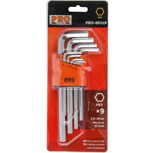 Набор ключей шестигранных PRO STARTUL 1,5-10мм 9шт длинн. (PRO-89109)