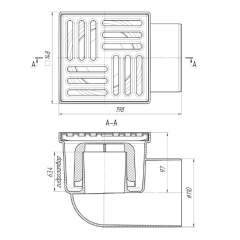 Трап кан. гориз. ф 110 реш. 150х150 нерж TA1112