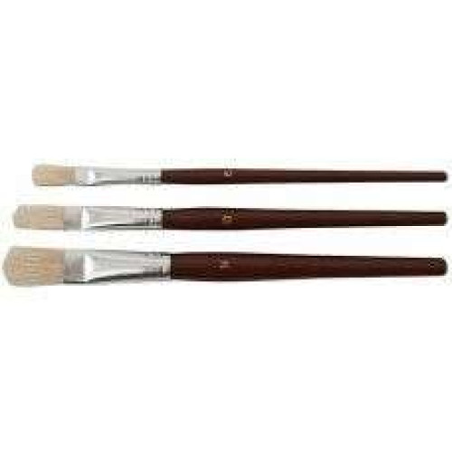 Кисти художественные FIT плоские нат.щетина деревянная ручка набор 3шт (1528)