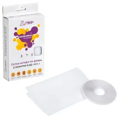 Сетка-штора HELP противомоскитная на дверь с крепежной лентой, 2 полотна, 45х210см (80003)