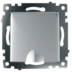 Розетка 2P+Е Катрин серебро крышка,с защитной шторкой GLS16-7112-03