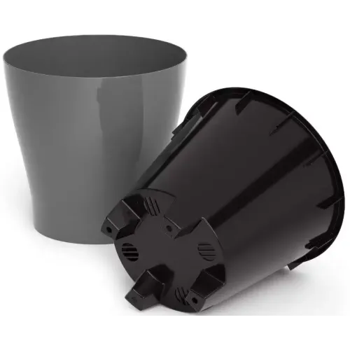 Горшок для цветов ЛЕЯ двойной серый 3,6л М7935 (263046)