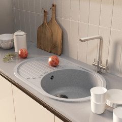 Мойка комп. MIXLINE МЛ-ГМ16 460х730x180мм, овальная, серая, сифон