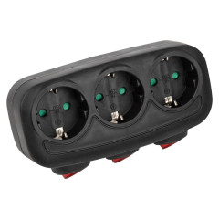 Разветвитель сетевой (тройной) 16А Uniel черный выкл S-GES3-16OB BLACK