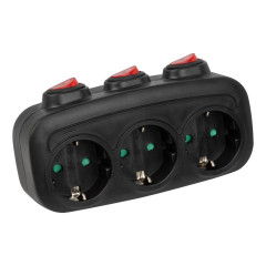 Разветвитель сетевой (тройной) 16А Uniel черный выкл S-GES3-16OB BLACK