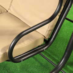 Качели садовые 3-х местные 195*120*170см, макс. нагрузка 200кг, бежевые с коричневой крышей YT8050 N.N (311201)