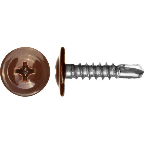 Саморез прессшайба сверло 4,2х25 (8017) шок-корич.