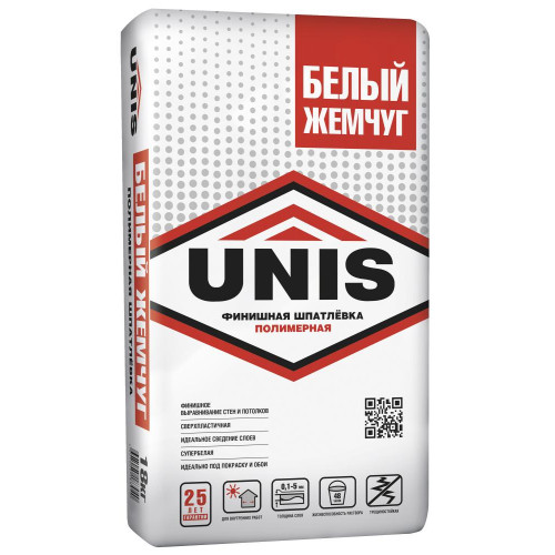 Шпатлёвка UNIS полимерная финишная БЕЛЫЙ ЖЕМЧУГ 18 кг