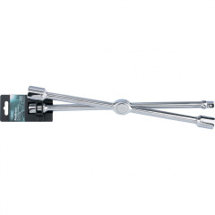 Ключ баллонный крест GROSS 17х19х21мм, CrV складной  с изменяющимся рычагом, хромир (14250)