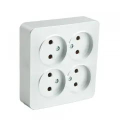 Розетка О/У 4-ая 2P STEKKER серебро квадрат MST10-14S-03 49333