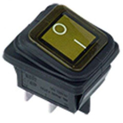 Выключатель-кнопка REXANT RWB-507 ON-OFF 15A (4с) желтый с подсветкой влагозащищенный (608579)