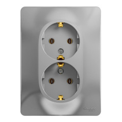Розетка 2-ая 2P+Е GLOSSA в сборе алюм. GSL000324