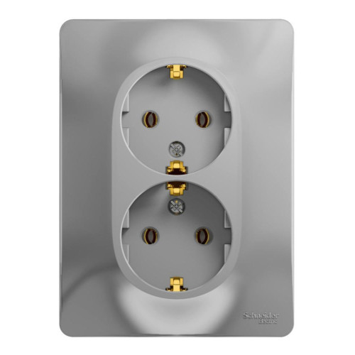 Розетка 2-ая 2P+Е GLOSSA в сборе алюм. GSL000324