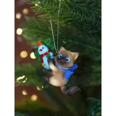 Украшение ёлочное Котик на веточке 7см полирезина (8\3540)