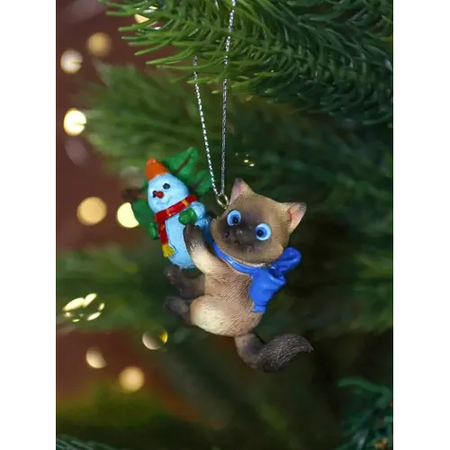 Украшение ёлочное Котик на веточке 7см полирезина (8\3540)