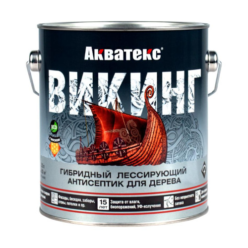 Антисептик АКВАТЕКС-ВИКИНГ гибридный лессирующий для дерева БЕЛЫЙ 2,5л (4шт)