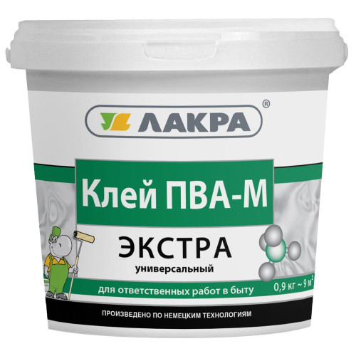 Клей ПВА-М Лакра универсальный Экстра 0,9кг Л-С