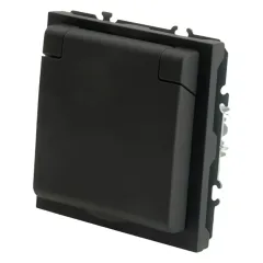 Розетка 2P ЭМИЛИ защ.шторки с крышкой черный RST16-5113-05