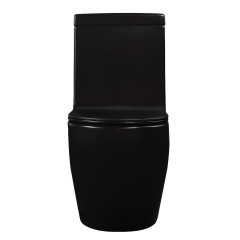 Унитаз-монолит EVA GOLD 5005BM чёрный матовый, тонкое сиденье ДП, безободковый, с гофрой и гибкой подводкой