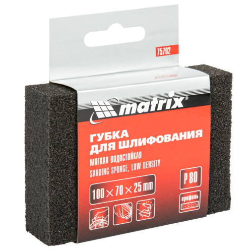 Губка абразивная MATRIX 100х70х25мм P80 (75702)