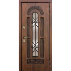 Дверь метал. 13 см VITRA Винорит Патина Грецкий орех/Сосна белая  (2050*960, Правая)