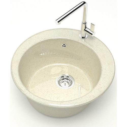 Мойка комп. глянц. MARRBAXX круглая Виктори Z30/Q2 475х180мм, бежевая, сифон