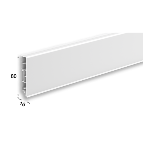 Плинтус прямоугольный 80мм 2,2м ИдеалДюра (ИД-ПП80 001Бел)